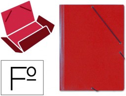 Carpeta de gomas Saro Folio 3 solapas cartón rojo